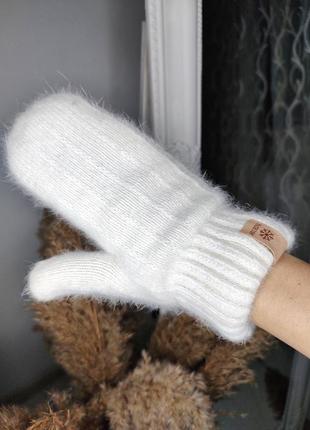 Перчатки женские двойные ангоровые 🧤 зимние на искусственном меху ❄️ пушистые 7 цветов 👍🏻 варежки из ангоры