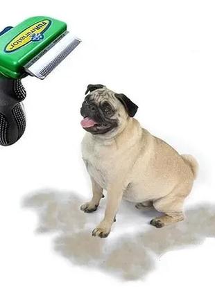 Фурминатор c кнопкой для маленьких короткошерстных собак furminator short hair small dog 4.5 см1 фото