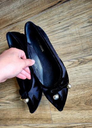 Балетки чорні велюрові emporio armani