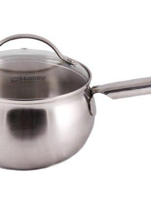 Ківш із нержавіючої сталі з кришкою 1.5 л maestro mr-3516-16s