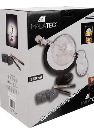 Подарочный набор на подставке графин - глобус - набор для виски malatec 22553 польша