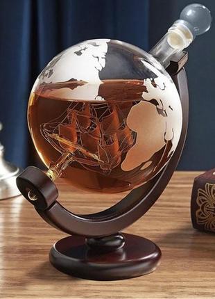 Подарочный набор на подставке графин - глобус - набор для виски malatec 22553 польша