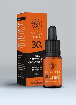 Масло кбд медицинское 30% full spectrum cbd+cbg daily wellness. dailycbd олія медична