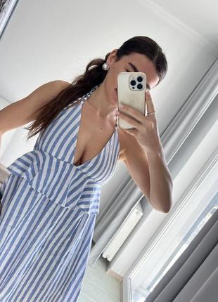 Літнє плаття сарафан в полоску з відкритою спиною zara2 фото