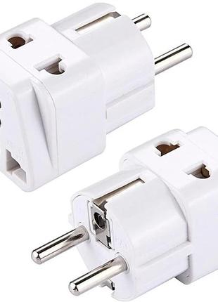Переходник (2 в 1) us/uk/au на eu, белый (eu adapter white)