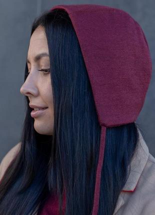 Шапка утеплена на зав'язках d.hats бордовий