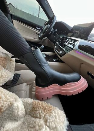 Черевики bottega stretch veneta beige lug boots без меха pink
