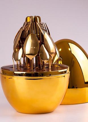 Набір столових приборів із нержавіючої сталі 24 шт, (золото) набор столовых приборов