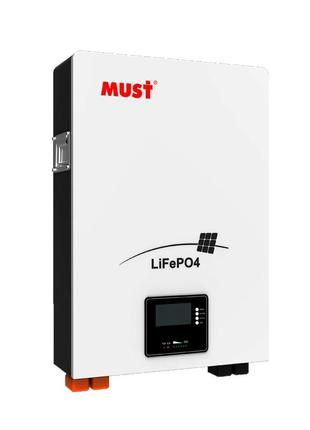 Аккумуляторная батарея must lifepo4 lp16-48100 51.2v 100ah, 5,12kwh, bms100a@16s, can2.0/rs232/rs485, 6000