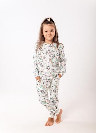Дитяча піжама для дівчинки з мультяшними малюнками, двонитка