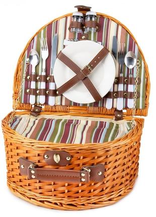 Набір для пікніка на 2 персони у кошику етно (коричневий)