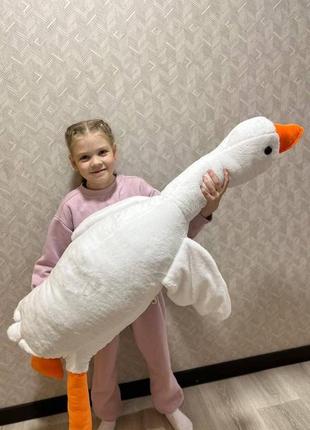 Очень красивая мягкая игрушка, плюшевый гусь качественный материал цвет белый 1,45см