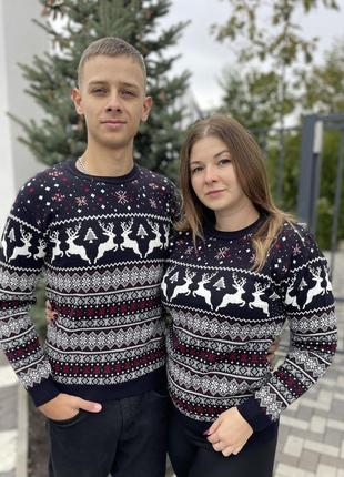 Новогодние свитера "олени" без горла