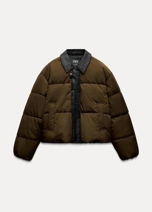 Куртка коричневая стеганая женская zara new