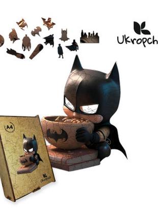 Пазл ukropchik деревянный супергерой бэтмен а4 в коробке с набором-рамкой (batman superhero a4)