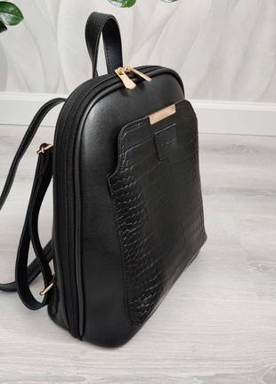 Сумка рюкзак чорний гладкий,принт3 фото