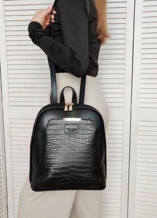 Сумка рюкзак чорний гладкий,принт5 фото