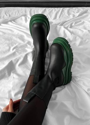 Черевики bottega stretch veneta beige lug boots без меха green premium (без лого)
