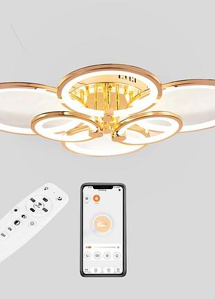 Стельова led люстра, світлодіодний світильник sunlight золото 5332/2+2+2