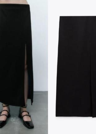 Базовая юбка с контрастным разрезом zara