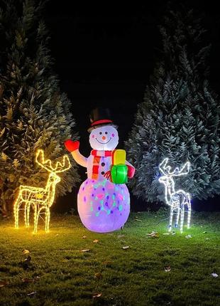 Рождественский надувной снеговик с led подсветкой уличный 155см (22625)