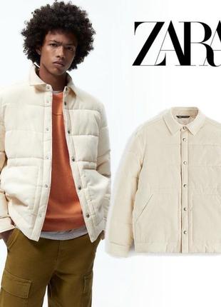 Пуховик куртка чоловіча бежева zara