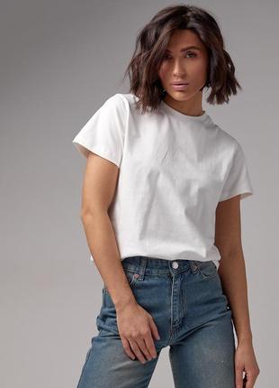 Базова жіноча однотонна футболка — молочний колір, m (є розміри)