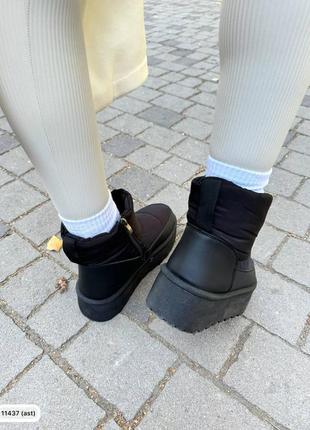 Сапоги зима dina беж, черные водонепроницаемые.10 фото