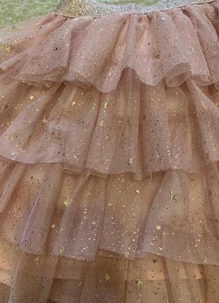 Пышная фатиновая юбочка с оборками в блестящих звездах на 6-7лет