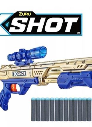 Швидкострільний бластер zuru x-shot excel hawk eye golden + 16 патронів