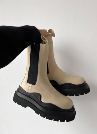 Черевики bottega stretch veneta сream black premium (без лого)