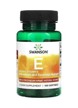 Swanson, натуральный витамин e, 134,2 мг, 100 мягких таблеток
