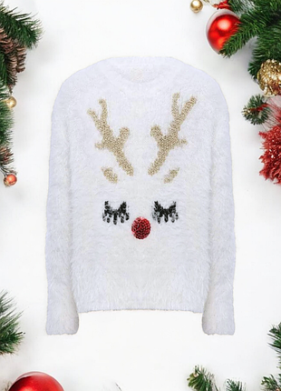 Брендовая новогодняя кофта травка с люрексом papaya