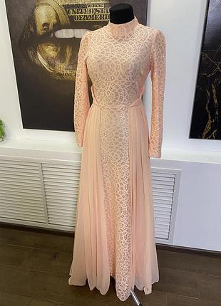 Вечернее выпускное платье персиковое