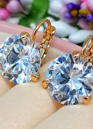 Серьги адель с массивным камнем, медицинское золото 18к. ювелирная бижутерия xuping, с-3014