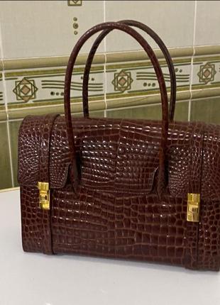 Сумка из аллигатора, кожаная сумка, сумка из крокодила, сумка винтаж, винтажная сумка, эксклюзивная сумка, сумка италия4 фото