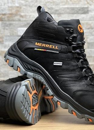 Кроссовки кожаные термо, спортивные ботинки merrell trekking waterproof gtx