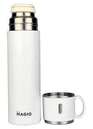 Гарний невеликий термос magio mg-1046w 0.5 л, термочашка для чаю, термокухлі ke-512 для спорту