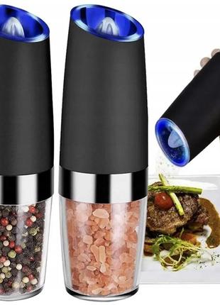 Комплект 2 шт млин електричний для спецій, від батарейок, spice bottle electronic / подрібнювач для солі та перцю / перечниця