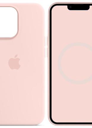 Чехол silicone case (aaa) full with magsafe and animation для apple iphone 14 pro (6.1") рожевий/ chalk pink
