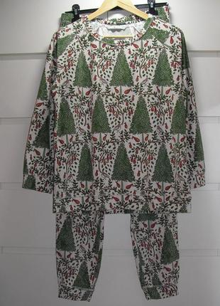 Велюровый костюм для дома и сна пижама растительный принт птицы груши tu