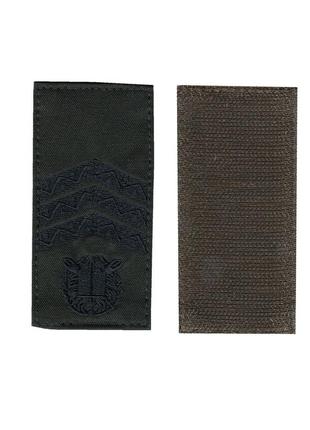 Погон  курсанта  сержанта військовий / армійський шеврон зсу, чорний колір на оливці. 10 см * 5 см