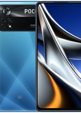 Смартфон 6.7" poco x4 pro 5g 6/128gb 5g 2-sim nfc 108/16мп 8 ядер android 13 laser blue (2201116pg) factory