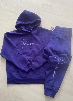 Спортивний костюм puma Black script 2024 теплий костюм на флісі нова колекція9 фото