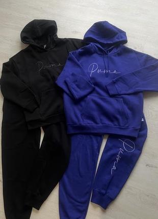 Спортивний костюм puma Black script 2024 теплий костюм на флісі нова колекція10 фото