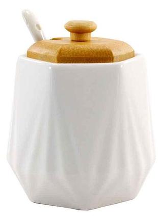 Цукорниця 330 мл з ложкою та дерев. кришкою pj03346-1 тм interos