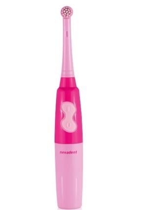 Електрична зубна щітка nevadent nkz 3 a1 рожева + подарунки (наклейки, футляр, батарейки, пісочний годинник)5 фото