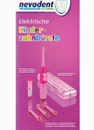 Електрична зубна щітка nevadent nkz 3 a1 рожева + подарунки (наклейки, футляр, батарейки, пісочний годинник)3 фото