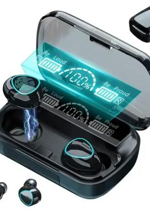 Беспроводные bluetooth вакуумные наушники m10 + led дисплей с индикатором заряда черный