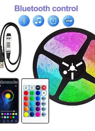 Світлодіодна стрічка led rgb usb app sf-20, самоклейна, 5 м, з пультом дк, на 300 діодів4 фото